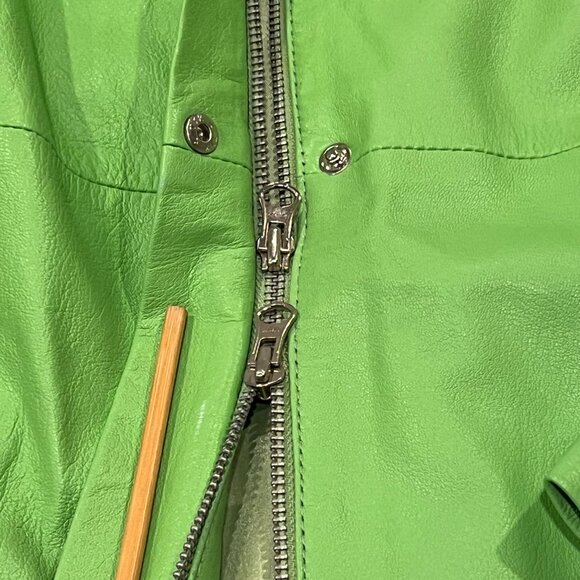 Vero Moda Long Leather Coat, NWT, Lime Green, M - Picture 6 of 9